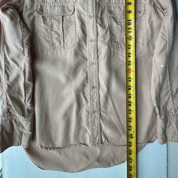 Free People Woman’s Shirt Tan Botton Up Size S/P FLAW - Picture 4 of 8